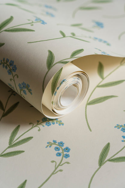 Wallpaper Forget-me-not cream white
